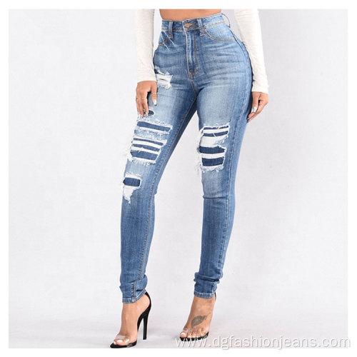 Ladies Trousers Women Cut Out Tall Stretch Jeans